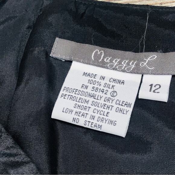 Vintage Maggy L Black Silk Embroidered Fringe Skirt Y2K Romantic Fairygoth - Picture 10 of 16